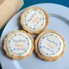 6 cookies personnalisés texte décor étoiles filantes bleu