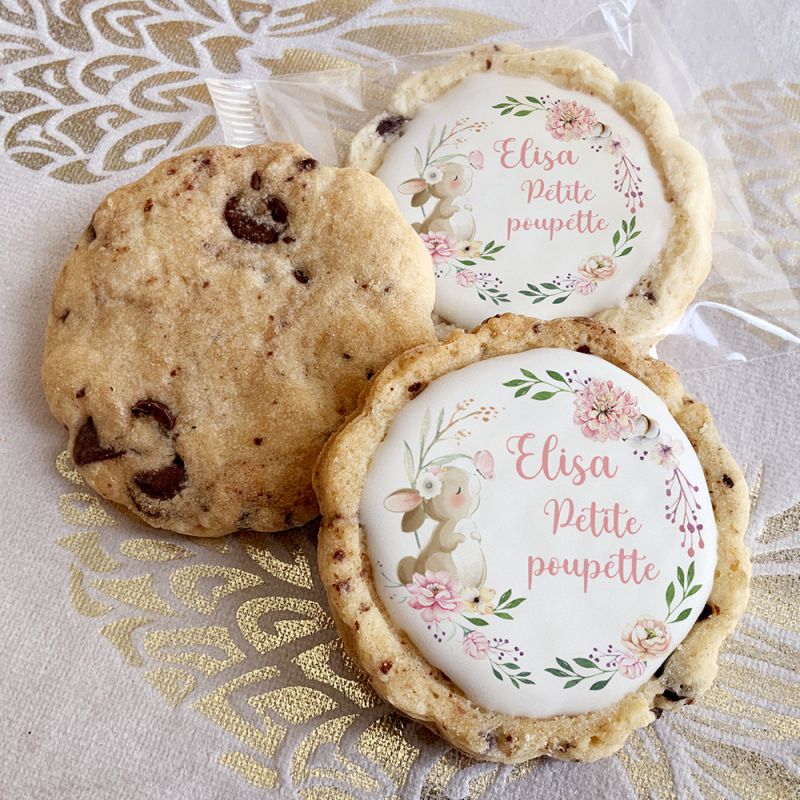 6 cookies personnalisés texte décor lapinou