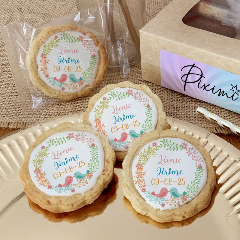 6 cookies personnalisés texte décor Love bird