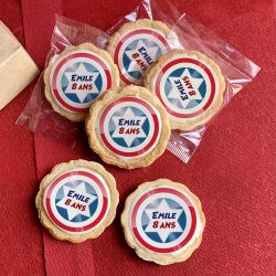 6 cookies personnalisés texte décor captain america