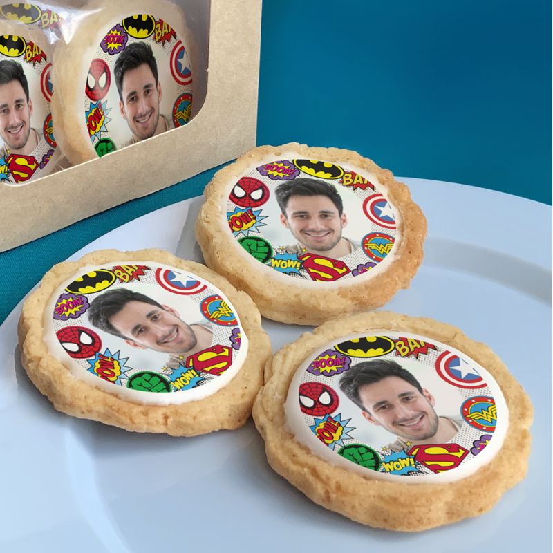 6 cookies personnalisés photo décor Super heros