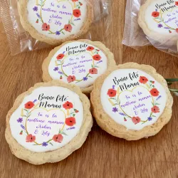 6 cookies personnalisés texte décor fêtes des mères