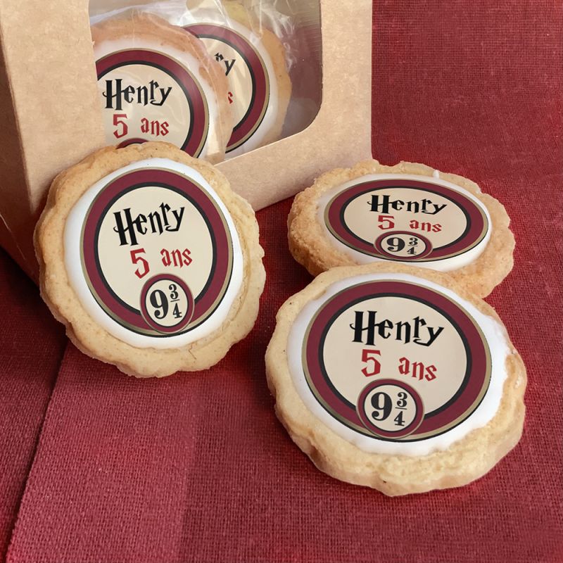 6 cookies personnalisés texte décor Harry Potter