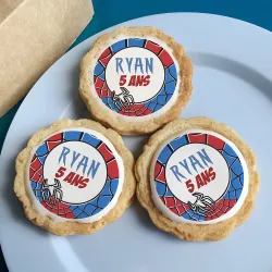 6 cookies personnalisés texte décor spiderman