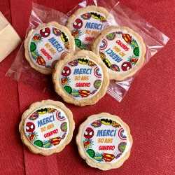 6 cookies personnalisés texte décor Super heros