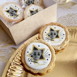 6 cookies personnalisés photo décor Bonne Année