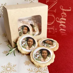 6 cookies noël personnalisés photo décor Bonhomme