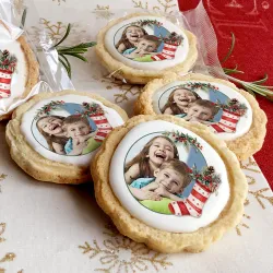 6 cookies noël personnalisés photo décor chaussette