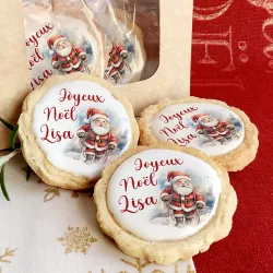 6 cookies noël personnalisés texte décor père noël