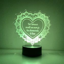 Lampe/veilleuse personnalisée arc en ciel Cœur Dentelle