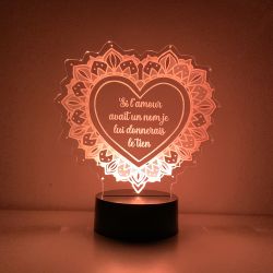 Lampe/veilleuse personnalisée arc en ciel Cœur Dentelle