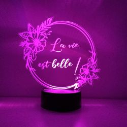 Lampe/veilleuse personnalisée arc en ciel Fleur Rond