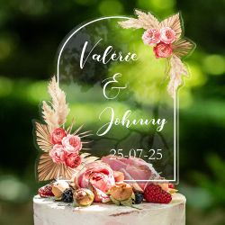 Cake topper mariage personnalisé décor roses vintages