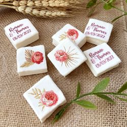 Guimauves personnalisées texte décor Roses vintages