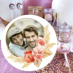 Etiquettes personnalisées adhésives décor Roses vintages 4cm