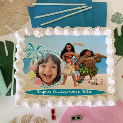 Décor sucre pour gâteau Vaïana personnalisé A4