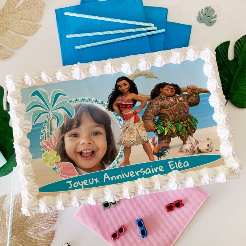 Feuille photo sucre Vaiana pour grand gâteau personnalisé