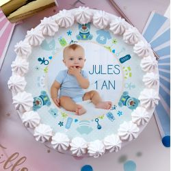 Disque sucre personnalisé pour gâteau Bébé Bleu